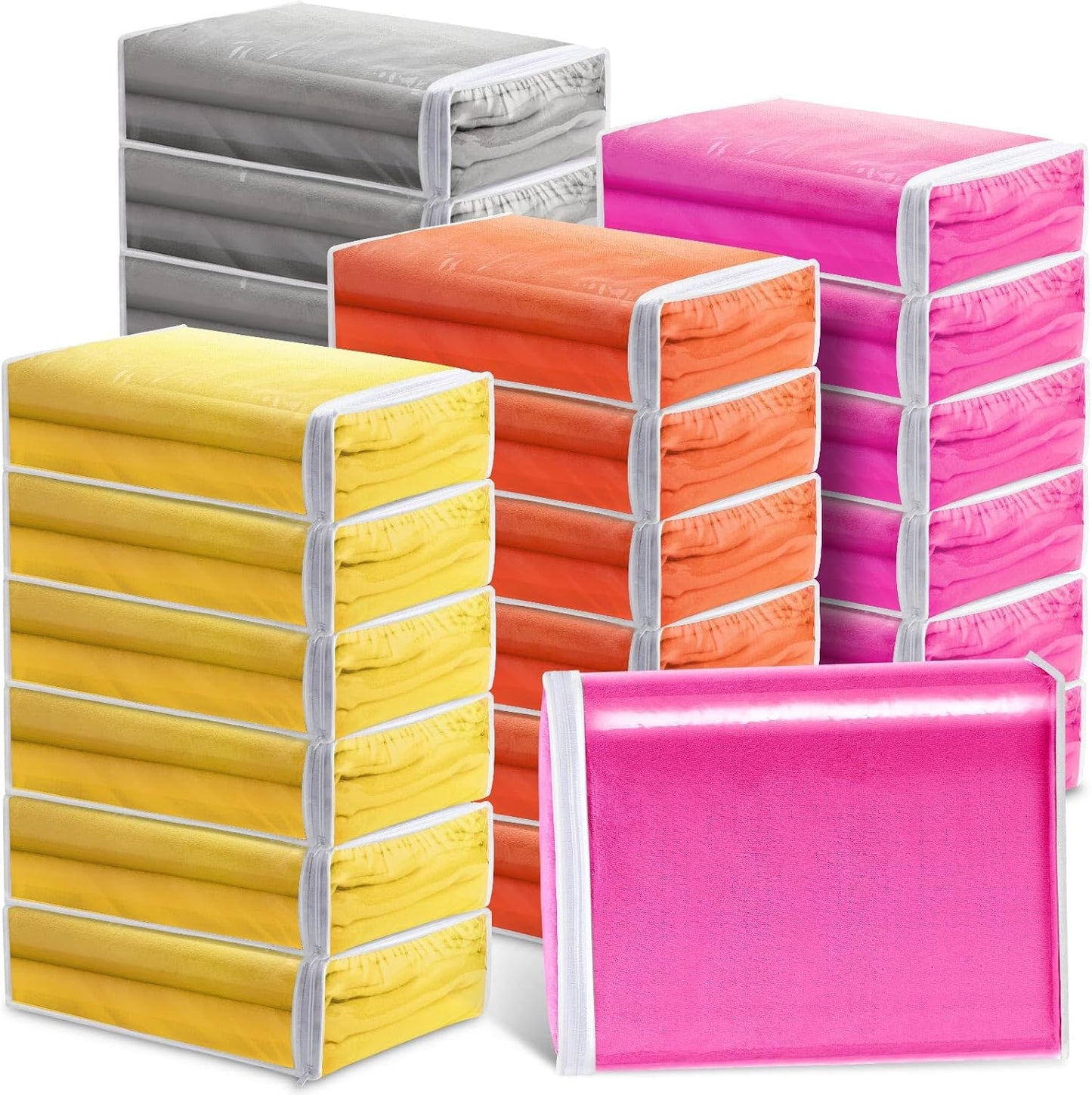 Riakrum 30 Pack Clear Zippered Storage Bags, 15x11x4 inches, Vinyl Plastic Sweater Sheet Organizers Storage Bags, PVC, for Clothes, Sheet, Blankets, Fabrics Organizers (White)