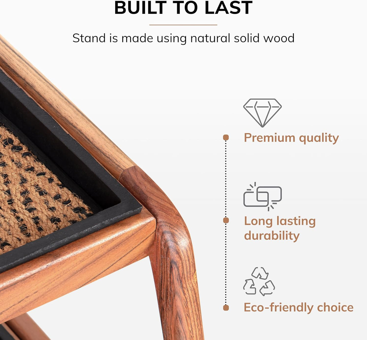 Anji Mountain Heavy Duty Waterproof Wooden Shoe Storage Mat Organizer/Boot Storage Tray Multi Use for Entryway with Coir, Tan Rectangle Embossed Insert, 1 Tier, Fits 2 Pair (26.5" Wide)