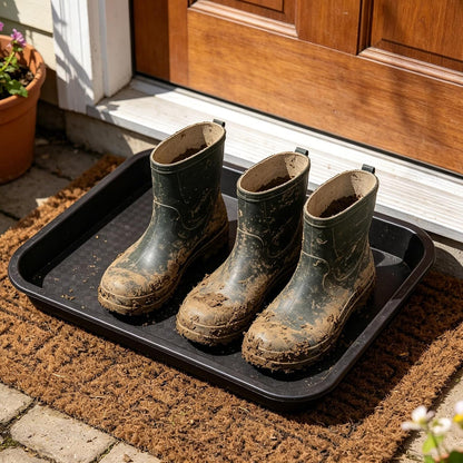 Boot Tray Waterproof Entryway Wet Shoe Storage Organizer (Rectangle, Brown) - Floor Protector for Outdoor Wet Muddy Sneaker Pets Plants with Raised Edge