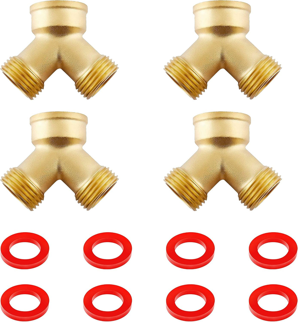 Litorange 1 PCS Lead-free Brass Body Backyard 2 Way Y Valve Garden Hose Connector MHT 3/4" Inch Thread Splitter Adapter + 2 Rubber Hose Washers