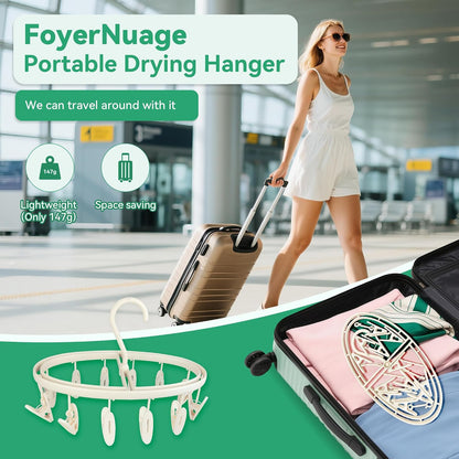 Plastic PP Drying Hanger, Anti-Rusty Drying Rack for Clothes, Socks, Lingeries, Delicates, Drying Hanger with 32 Clips for Baby Clothes, Towels