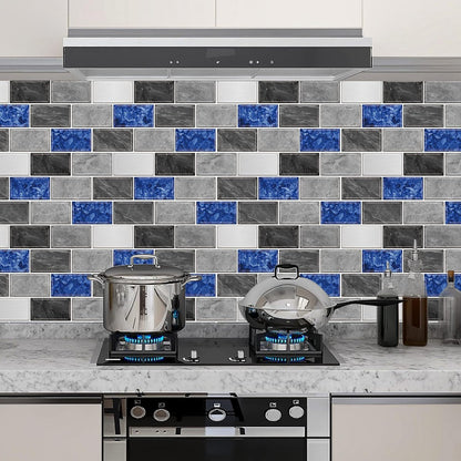 URCOLOR 10-Sheet Subway Tile Peel and Stick Backsplash for Kitchen,12"x12" Self Adhesive Wall Tiles Sticker on Back Splashes for Bathroom Gray Marble Design