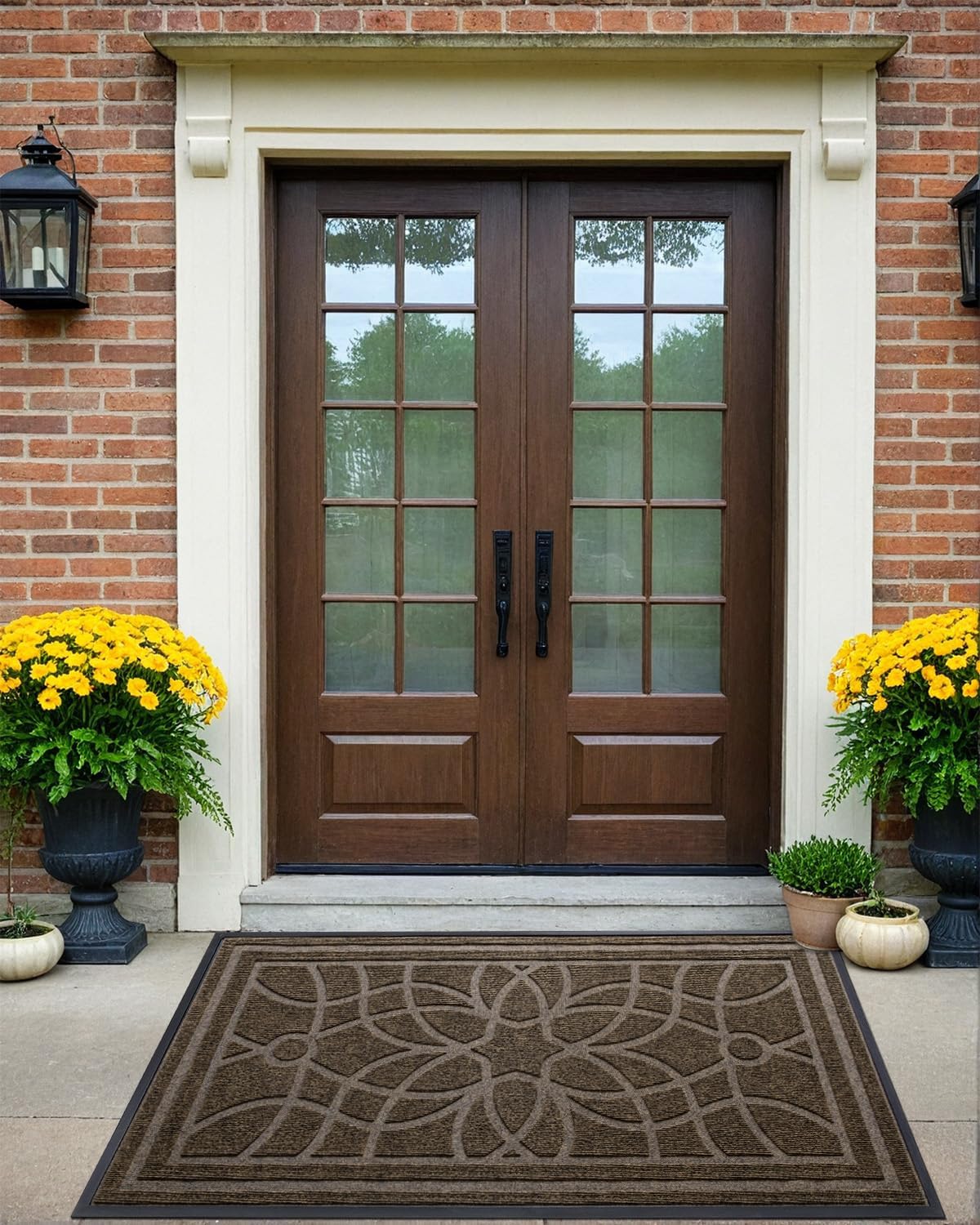 DEXI Front Door Mat Outside Entrance, Heavy Duty Non Slip Low Profile Doormat for Entryway, Trap Dirt and Moisture Welcome Mats, Easy Clean, Patio, Garage, 3x2, Blue