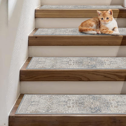 sarben Non Slip Stair Treads for Wooden Steps 15PCS - 8"x30" Indoor Safety Carpet, Edging Mats with TPE Adhesive Backing, Pet and Elderly Friendly Stair Rugs (Taupe) - Colors B