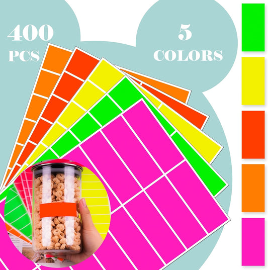 YSHIHE Colored Labels Stickers,3 x 2 Inch Fluorescent Color-Coding Labels | 5 Neon Colors Large Rectangular Moving Labels Self-Adhesive Color Stickers Label for Inventory,Office,Moving Box - 200 Pack