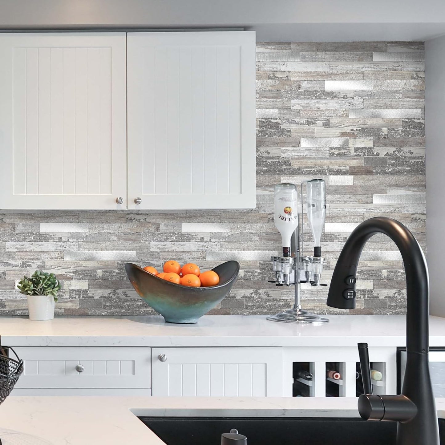 Yipscazo 2026 New Upgrade 11.34" X 11.57" Peel and Stick Backsplash, Stick on Backsplash Tiles for Kitchen, Bathroom, Fireplace (10 Sheets, Beige Rocks + Rose Gold)