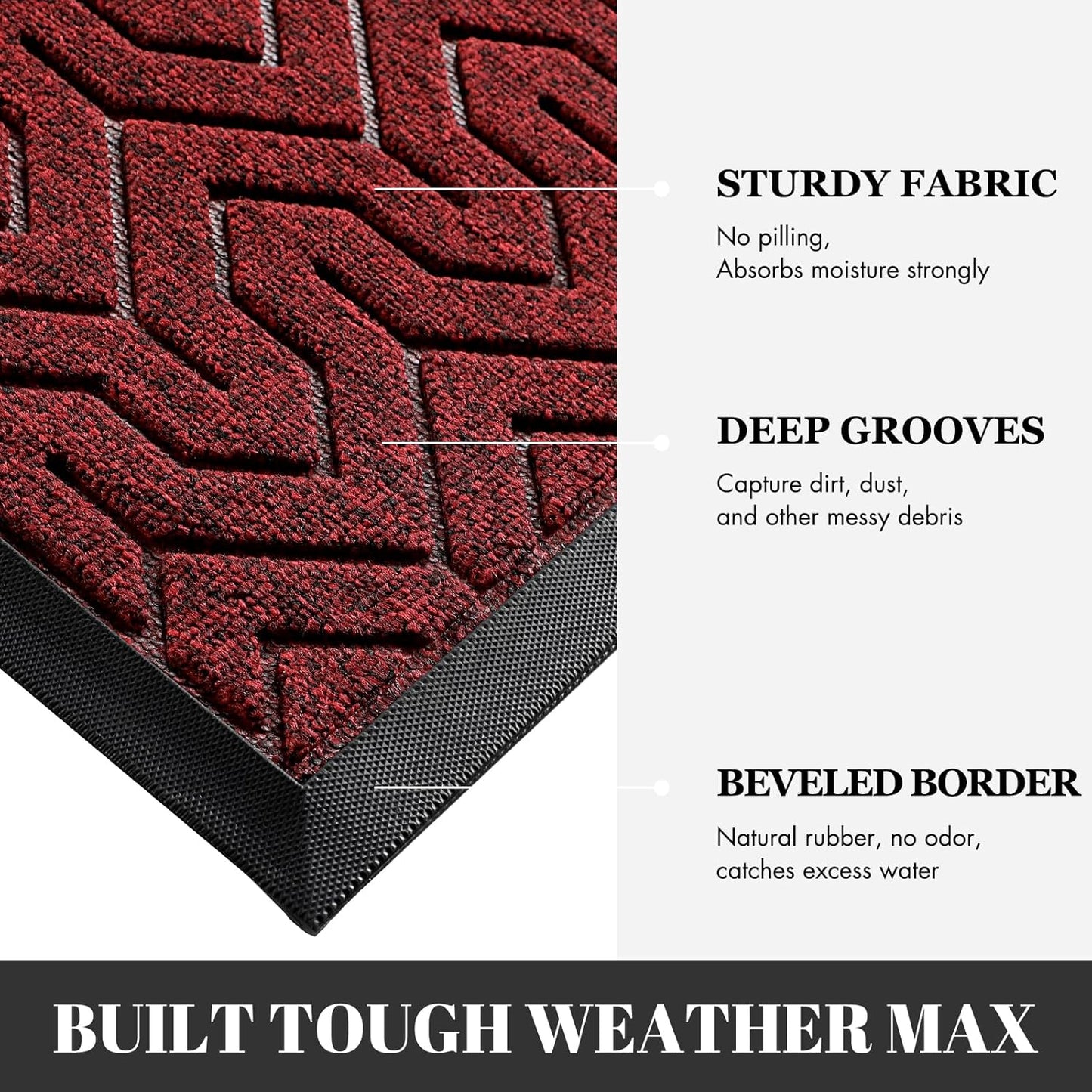 Yimobra Front Door Mat Outside Entrance 29.5x17, Waterproof Heavy Duty Outdoor Mats for Front Door, Non Slip Rubber Entry Mat for Garage Patio Indoor, Grey