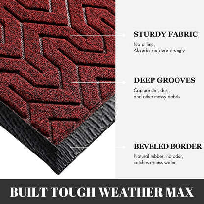 Yimobra Front Door Mat Outside Entrance 29.5x17, Waterproof Heavy Duty Outdoor Mats for Front Door, Non Slip Rubber Entry Mat for Garage Patio Indoor, Grey