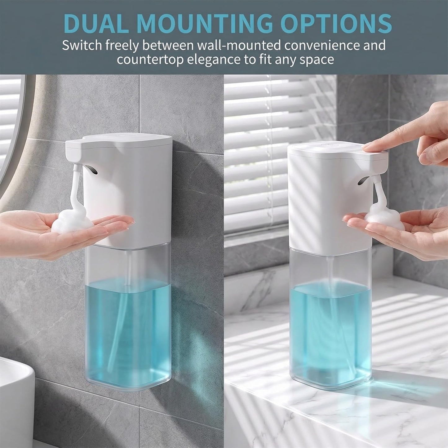 Automatic Foaming Soap Dispenser,Touchless Foam Soap Dispenser 4-Level Adjustable Electric, Auto Bathroom Kitchen Hand Soap Dispenser,12oz/350ml, Wall Mounted, Rechargeable