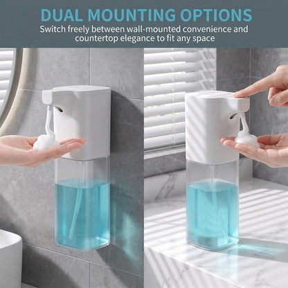 Automatic Foaming Soap Dispenser,Touchless Foam Soap Dispenser 4-Level Adjustable Electric, Auto Bathroom Kitchen Hand Soap Dispenser,12oz/350ml, Wall Mounted, Rechargeable