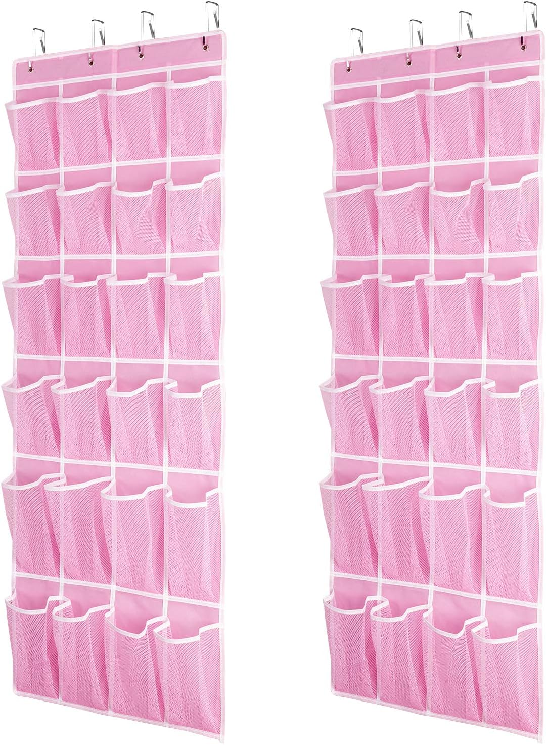SAVERHO Over the Door Shoe Organizer, Hanging Shoe Organizer with 24 Mesh Large Pockets Door Shoe Rack Organizer for Men Women Kids Hanging Shoe Storage Bag.(White