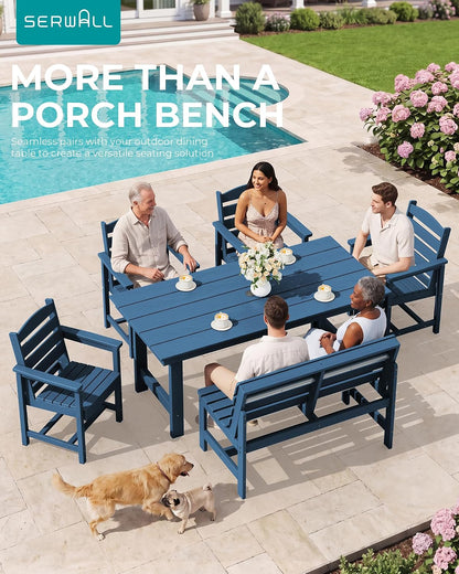 SERWALL HDPE Outdoor Storage Bench, Deck Box with Waterproof Storage Bags | All-Weather Benches | 57 Gallon Dual-Use Seat | Organizer Deck Boxes for Patio, Garden Tools & Pool | Dark Black