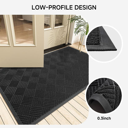 100pointONE Durable Front Door Mat, Heavy Duty Indoor Outdoor Doormat, 48” x 36” Low Profile Outdoor Mats for Home Entrance, Stain and Fade Resistant Shoe Scraper Mat, Ideal for High Traffic Area