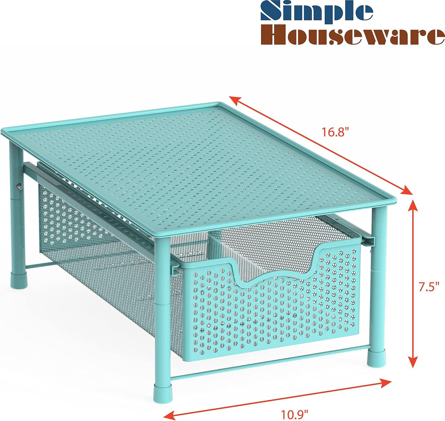 Simple Houseware Stackable 2 Tier Sliding Basket Organizer Drawer, White
