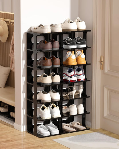 HAIXIN Vertical Narrow Tall Shoe Rack for Front Door Entrance, 7-Tier Sturdy Stackable Shoe Rack Organizer for Closet Entryway, Corner Shoe Storage Shelf Shoe Cubby