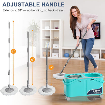 2026 Upgraded Easy-Use Spin Mop for Cleaner, Clean & Dirty Water Separation Mop Bucket for Pet & Family Homes,360° Swivel Wheels, Safe for Hardwood & Tile, Adjustable Handle,6 Reusable Mop Heads