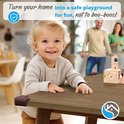 8-Pack Baby Proof Corner Protectors, Clear Furniture Safety Bumpers, Soft Rubber Foam Cushion Guards with Pre-Applied Adhesive, Child Proofing Pads for Tables, Cabinets, Desks, Glass Surfaces