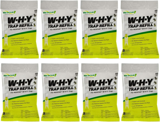 RESCUE! Non-Toxic Wasp, Hornet, Yellowjacket Trap (WHY Trap) Attractant Refill - 2 Week Refill - 8 Pack