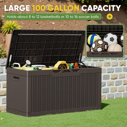 Greesum 31 Gallon Resin Deck Box All Weather Outdoor Storage Boxes for Patio Furniture Set,Outdoor Toys,Garden Tools,Black