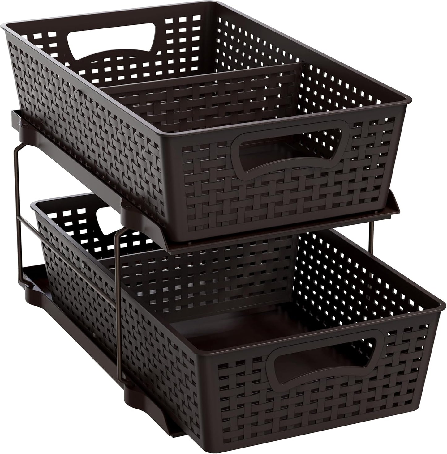 Simple Houseware 2 Tier Bathroom Organizer Tray Pull-Out Sliding Drawer/Under-Sink Storage, Clear