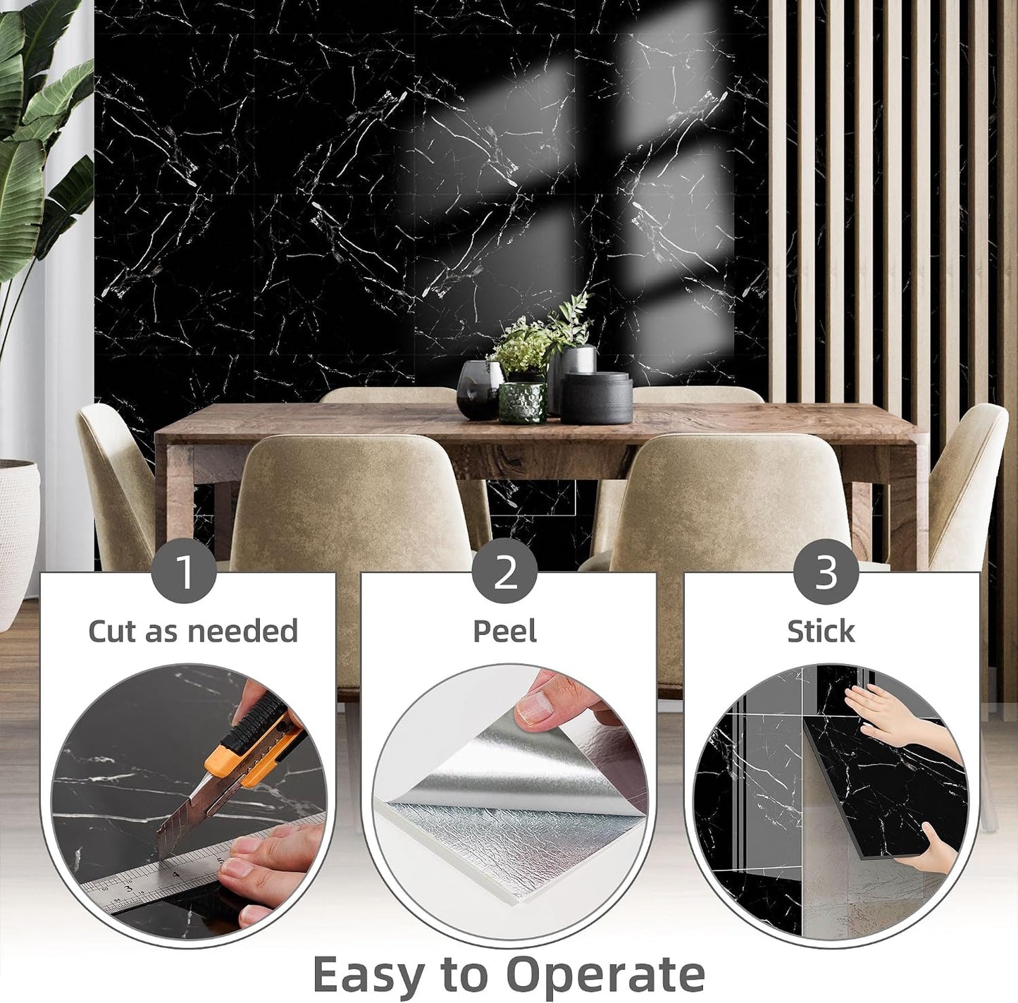 Vieshful 20pcs Peel and Stick Backsplash Tile，12"x12" Self Adhesive Marble Tile for Wall, PVC Waterproof Shower Wall Panels, Back Splash Stick on Tiles for Kitchen Bathroom Living Room (Not Real Tile)