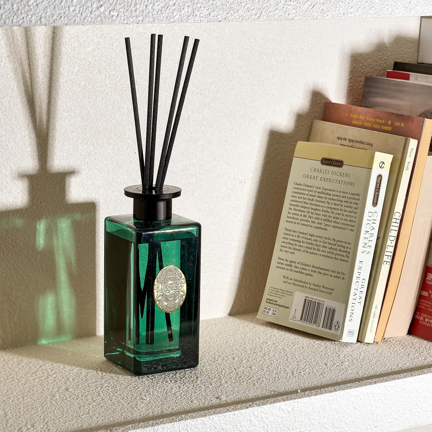 M&SENSE 6.3 oz Large Reed Diffuser Set | Lime+Basil Scent Oil Diffuser with Sticks | Hotel Collection Non-Toxic Home Fragrance |for Bedroom Bathroom Living Room - Colors B