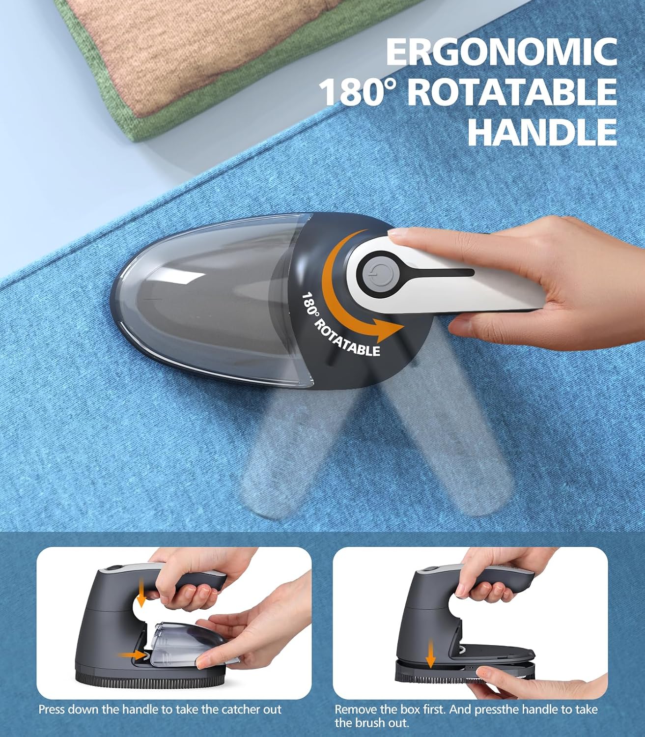 POPCHOSE Fabric Shaver, Lint Remover for Clothes, Lint Shaver with 6-Leaf Blades & 2 Speed, 2000mAh Rechargeable, Sweater Shavers to Remove Pilling, Electric Lint Remover for Couch, Furniture, Fuzz