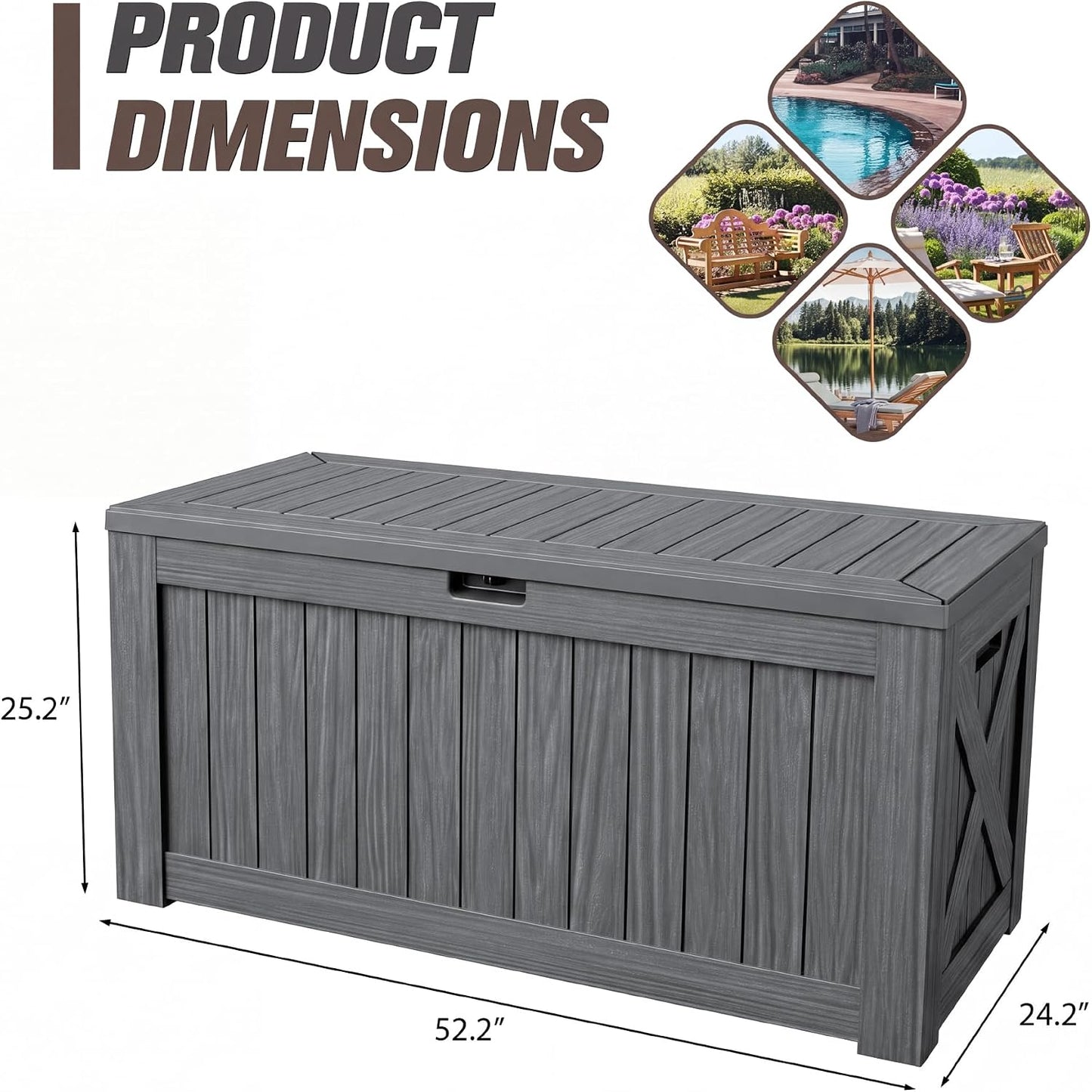 JUMMICO 31 Gallon Resin Deck Box Waterproof Indoor Outdoor Storage Boxes for Patio Furniture Cushions and Garden Tools (Brown)