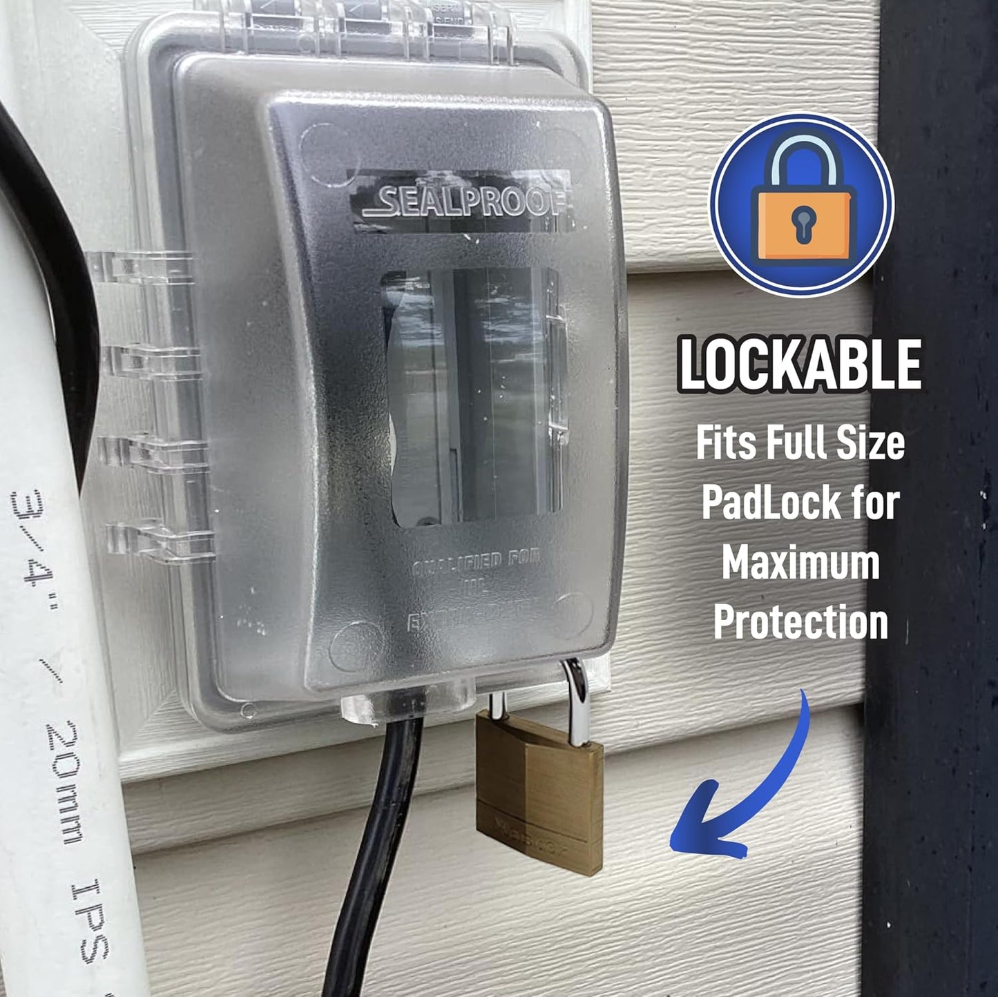 Sealproof 1-Gang Weatherproof In Use Outlet Cover | Horizontal/Vertical Outdoor Plug and Receptacle Protector, Lockable Bubble Cover, UL Extra Duty Compliant, 18 Configurations, Gray