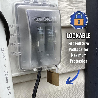 Sealproof 1-Gang Weatherproof In Use Outlet Cover | Horizontal/Vertical Outdoor Plug and Receptacle Protector, Lockable Bubble Cover, UL Extra Duty Compliant, 18 Configurations, Gray