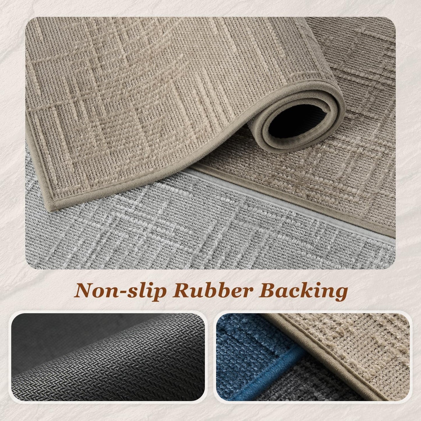 AMOAMI Bath Mat Non Slip Super Absorbent Quick Dry Bath Mats for Bathroom Floor Rubber Backing Washable Bathroom Rugs Modern Woven Jacquard Mat, Beside Tub Bath Rugs, 17" x 24", LightGrey