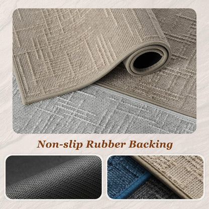 AMOAMI Bath Mat Non Slip Super Absorbent Quick Dry Bath Mats for Bathroom Floor Rubber Backing Washable Bathroom Rugs Modern Woven Jacquard Mat, Beside Tub Bath Rugs, 17" x 24", LightGrey
