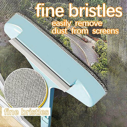 Mesh Screen Cleaner - 2 in 1 Window Cleaner Brush, Glass Cleaning Scraper, Dual Purpose, Extendable (Blue)