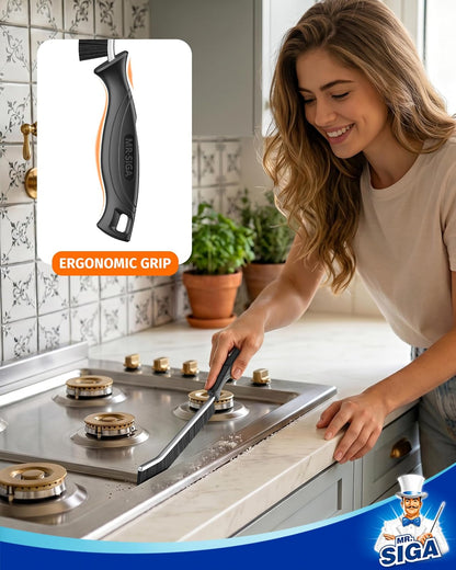 MR.SIGA Crevice Cleaning Brush, Grout Scrub Brush, Multi-Purpose Hard Bristle Brush, Ideal for Kitchen, Bathroom, Sink, Corners, Tight Spaces, 3 Pack, Black
