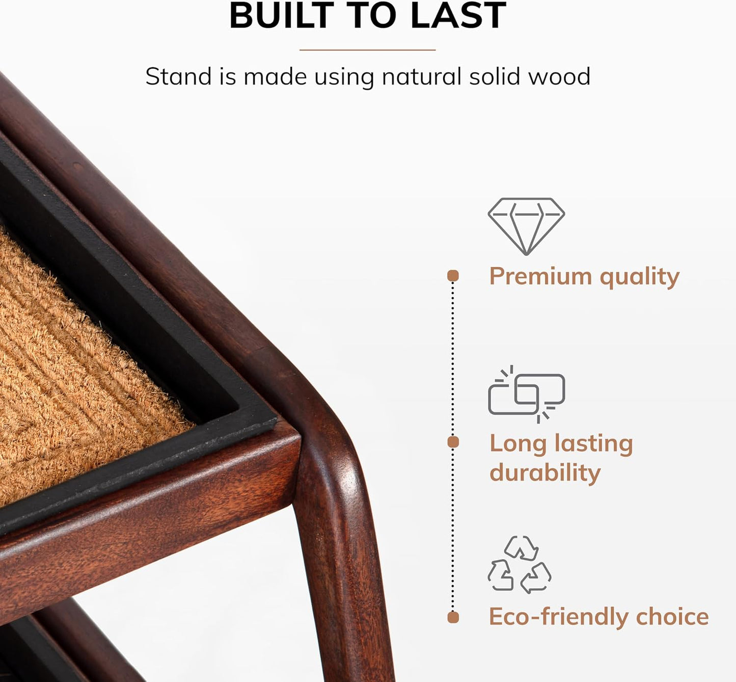 Anji Mountain Heavy Duty Waterproof Wooden Shoe Storage Mat Organizer/Boot Storage Tray Multi Use for Entryway with Coir, Gray and Ivory Insert, 1 Tier, Fits 2 Pair (26.5" Wide)