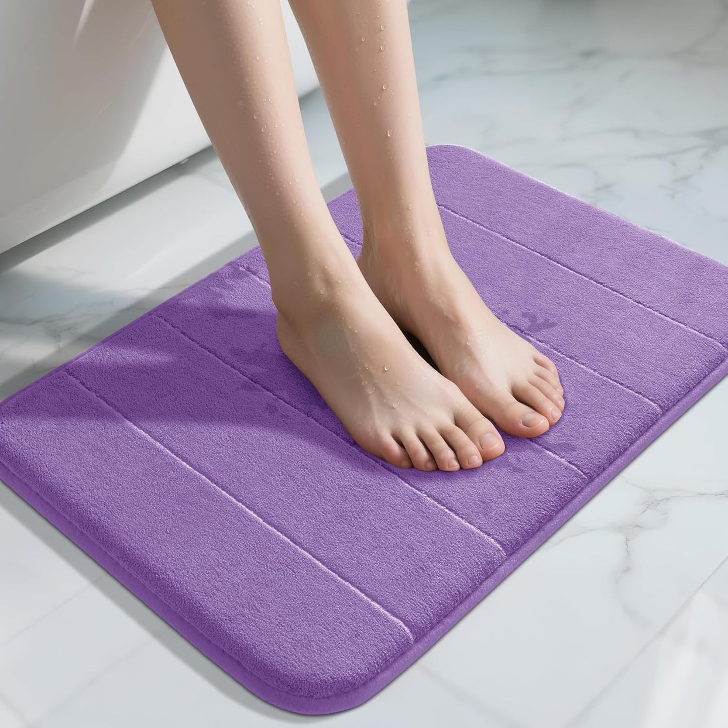 Yimobra Memory Foam Bath Mat, Super Soft Absorbent Bathroom Rug Non Slip, Quick Dry, Machine Washable Floor Carpet for Tub Shower, Home Decor Accessories, 24x17, Grey