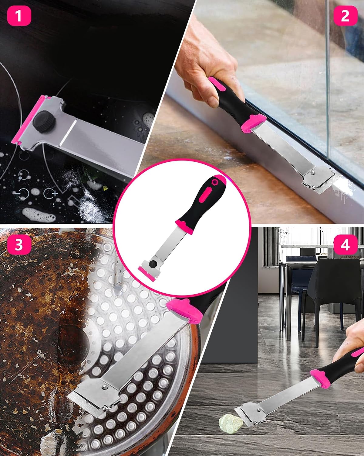 2 Pack Razor Blade Scraper with 10 Plastic and 20 Metal Blades for Removing Paint, Registration Sticker, Grease from Windshield, Glass Top Stove Cooktop Scraper