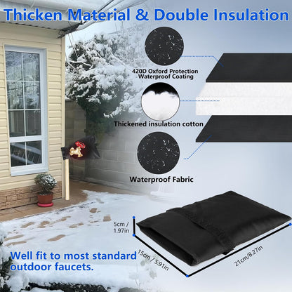 2Pack Outdoor Faucet Covers for Winter Freeze Protection, 8.5″x5.9″x1.9″ Thicker Hose Bib Insulation Cover Waterproof & Frost Free Outside Spigot Cover Bags Insulated Covers with Reflective Strips