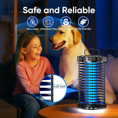 CreateFun Bug Zapper Outdoor, 2026 Upgraded 3 in 1 Rechargeable Bug Zapper with 5000mAh Battery & LED Night Light, 4000V Cordless Waterproof Mosquito Zapper for Outside,Patio,Backyard,Garden Black 0