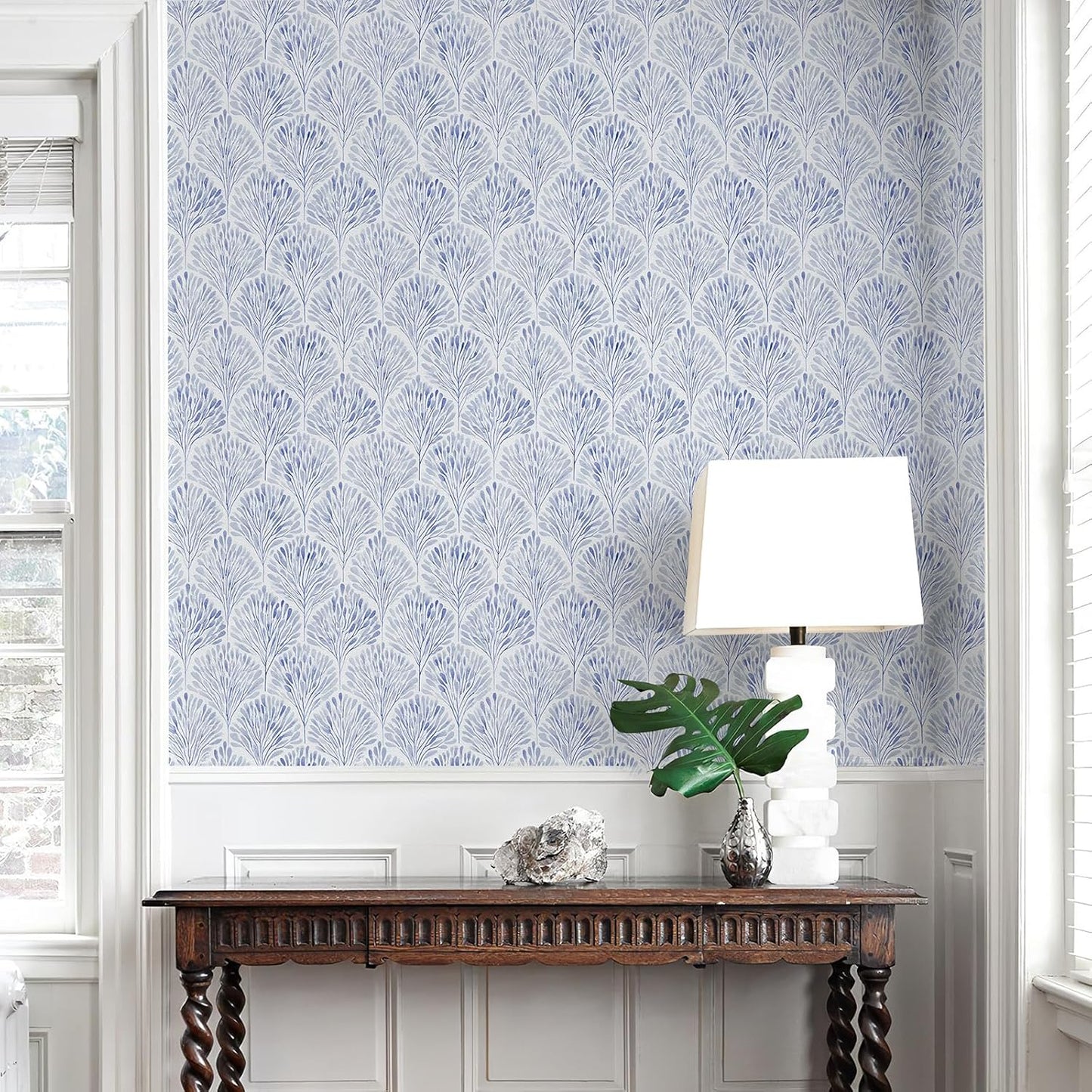 Simon&Siff Blue Peel and Stick Wallpaper, 17.3" x 120" Modern Geometric Contact Paper Boho Removable Renter Friendly Wall Paper for Cabinets Furniture Bedroom Nursery Bathroom DIY Decor