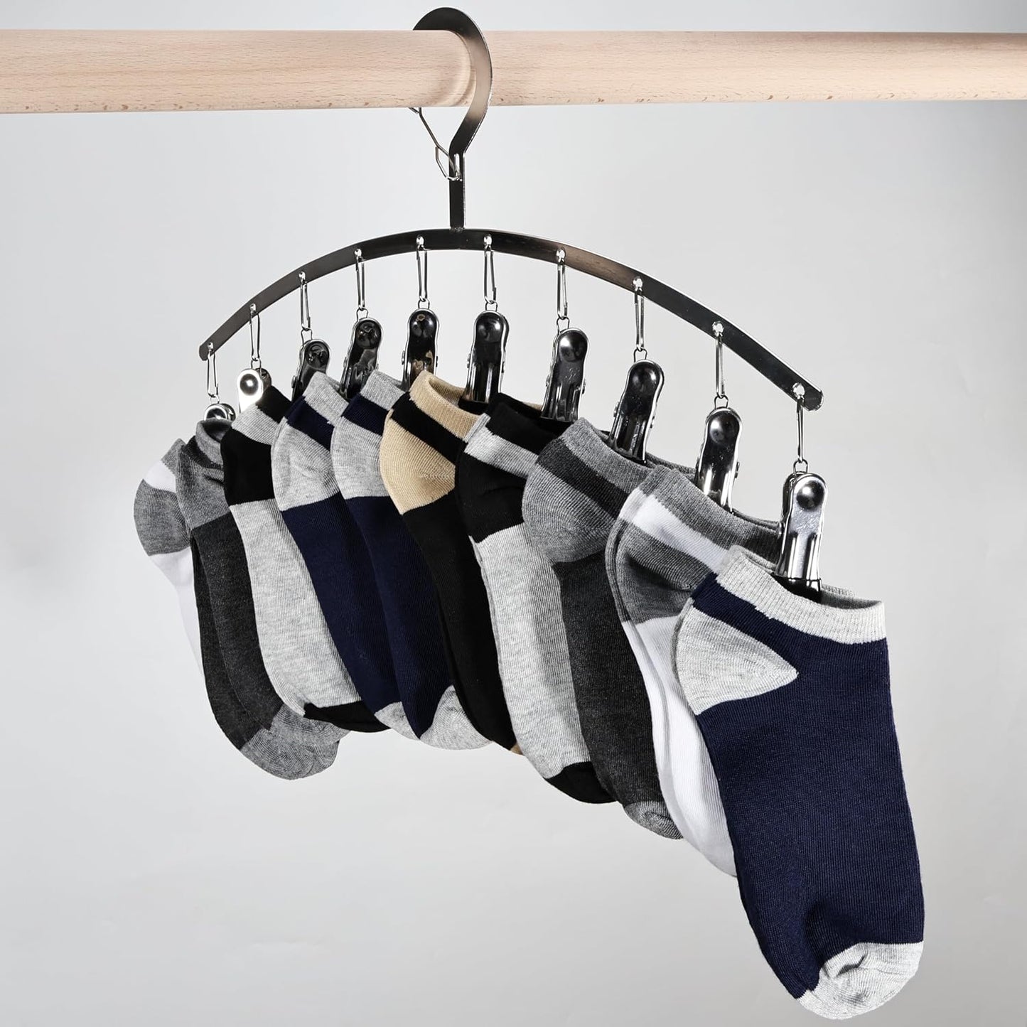 Legging Organizer for Closet,2 Pack Drying Rack with 20 Clips,Metal Yoga Pants Hangers,Windproof Clothes Hangers for Socks,Bras,Baby Clothes,Underwear-Space Saving,Indoor Outdoor Use (Pink)