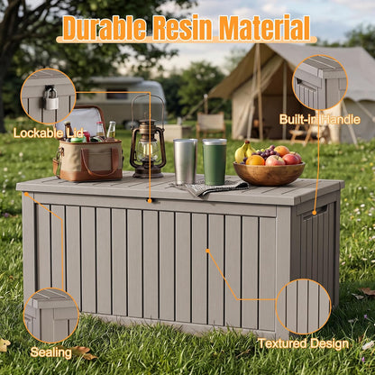 Outdoor Storage Box,38 Gallon Resin Deck Box,Waterproof & UV Resistant Lockable Package Delivery Bin,Toy Cabinet for Indoor & Outdoor