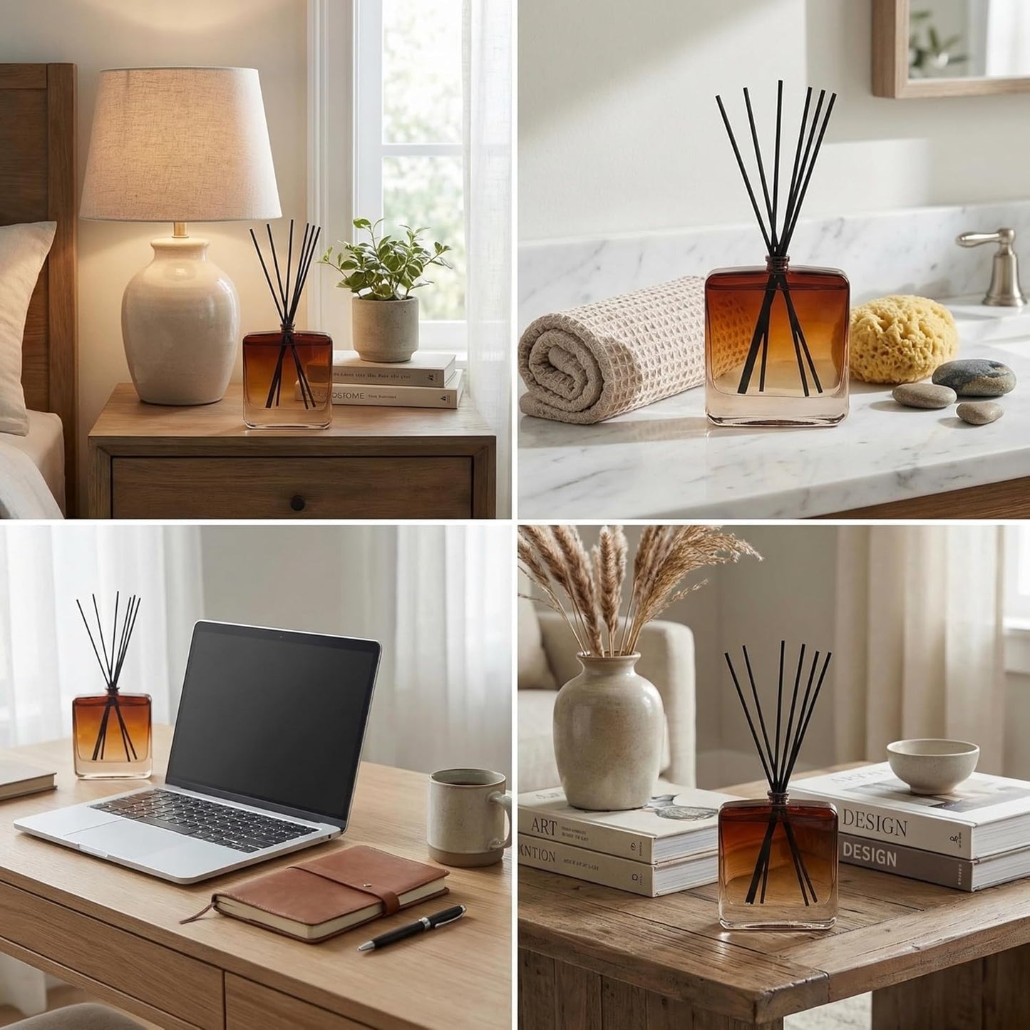 Reed Diffuser Set for Home Fragrance – 100ml Summer Sea Breeze Aromatherapy Diffuser with Reed Sticks, Long Lasting Flameless Fragrance for Bedroom, Bathroom & Living Room, Decorative Glass Bottle