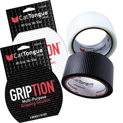 CATTONGUE GRIPS Non-Abrasive Grip Tape Roll - 2” Wide Heavy-Duty, Waterproof Anti-Slip Tape for Bathtubs, Stair Treads, Ramps & More - Indoor & Outdoor Non-Skid Solution (Clear, 10ft)