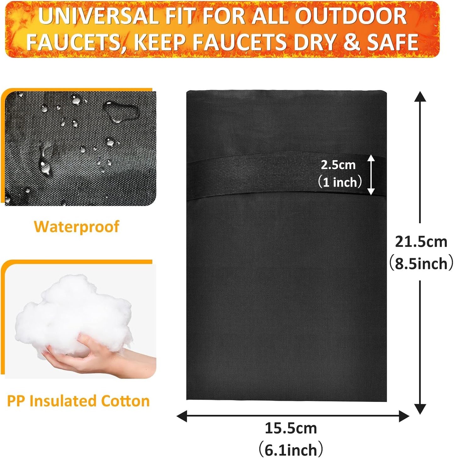TUPI 2 Pack Outdoor Faucet Covers for Winter | Pro Freeze Protection | Waterproof Spigot Cover, Reusable Winter Insulated Faucet Pipe Protector for Outside Spigot, Hose bib, Water Tap, 8.5" H x6.1 W