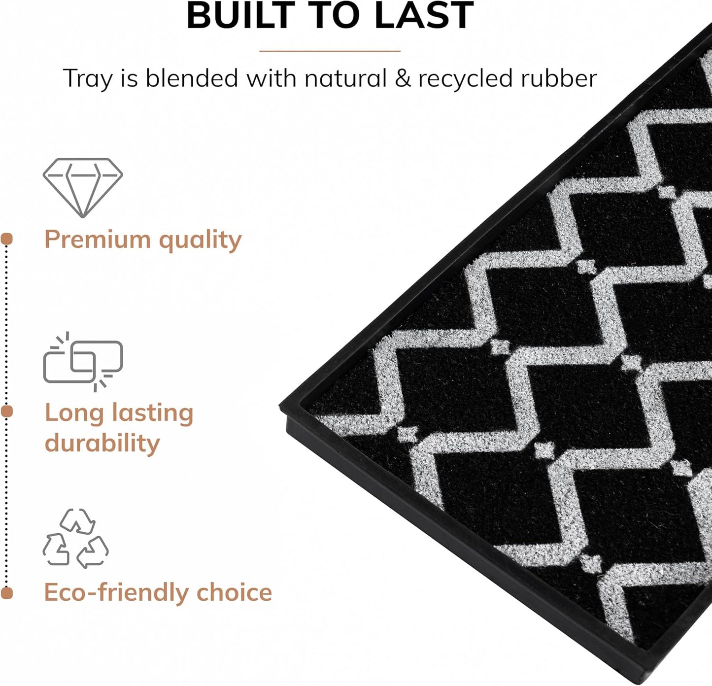 Anji Mountain Heavy Duty Waterproof Rubber Shoe Storage Mat Organizer/Boot Storage Tray Multi Use for Entryway with Coir, Tan Insert, Fits 4 Pair (46.5" Wide)