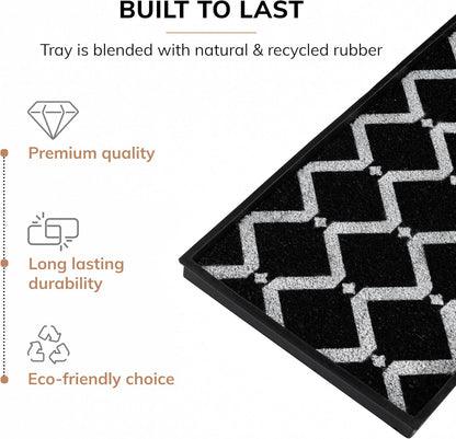 Anji Mountain Heavy Duty Waterproof Rubber Shoe Storage Mat Organizer/Boot Storage Tray Multi Use for Entryway with Coir, Tan Insert, Fits 4 Pair (46.5" Wide)