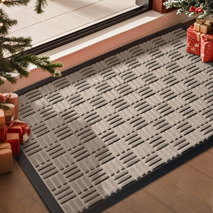 Mibao Front Door Mat, Heavy Duty Durable Welcome Mat for Outdoor Indoor, Dirt Trapper Waterproof Super Absorbent Door Mat for Entryway Outside Patio Porch, 29.5" x 17", Grey