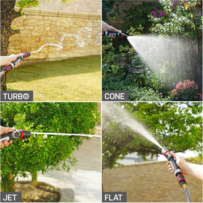 Eden PRO 94834 Metal Front Trigger 4-Pattern Turbo Nozzle | Heavy-Duty Hose Sprayer for Garden, Lawn, Plants, Outdoor Cleaning, Durable Aluminum Core, Quick Connect Set Included