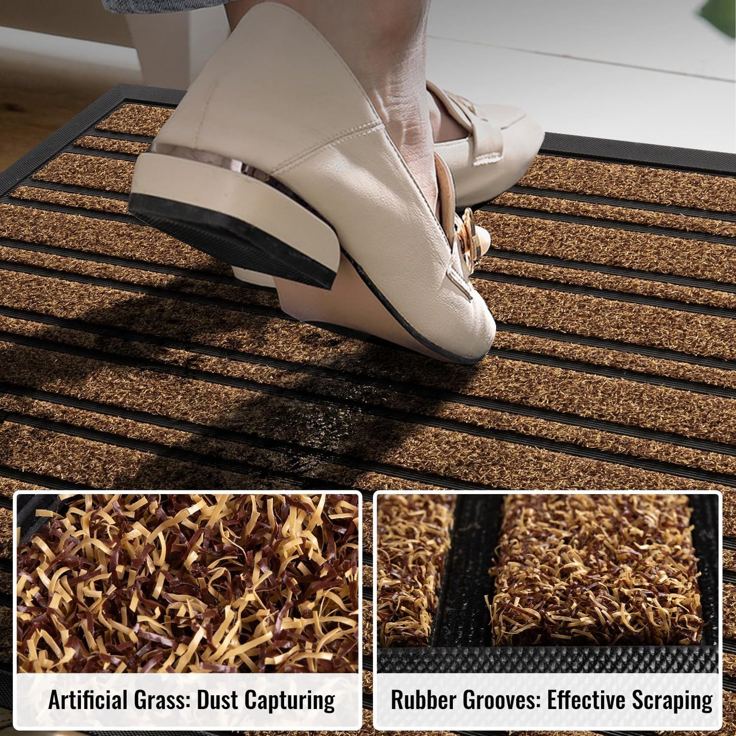 BEHERO Door Mat Outdoor Entrance, 30.5"x17" Extra Durable Front Door Mat Outside, Heavy Duty Welcome Mat for Outside Entry, Back Door Mats Non Slip, Waterproof All-Season Doormats, Yellow